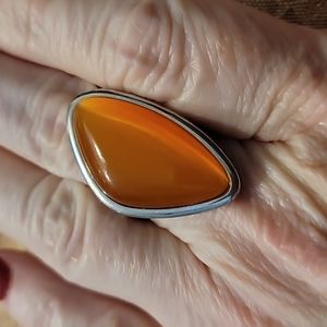 Statement ring with orange stone, size 9